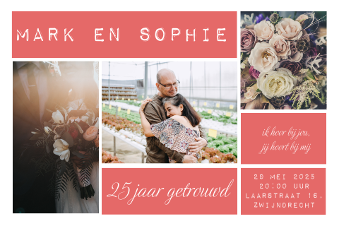 Romantische foto-jubileumkaart in roze