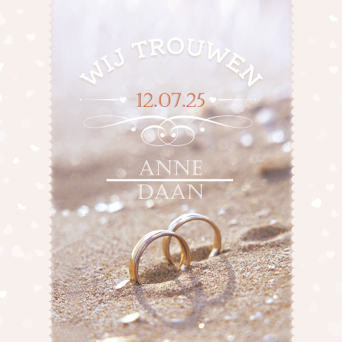 Romantische trouwkaart in strandthema