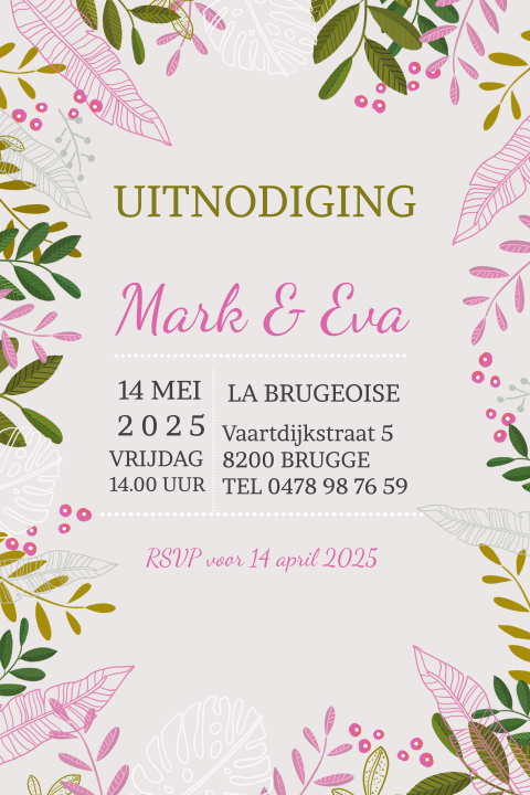 Romantische jubileumkaart met blaadjes en bloemen