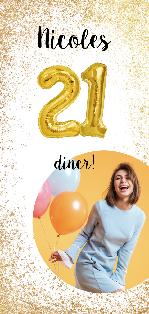 Feestelijke uitnodiging voor een 21ste verjaardag met glitters