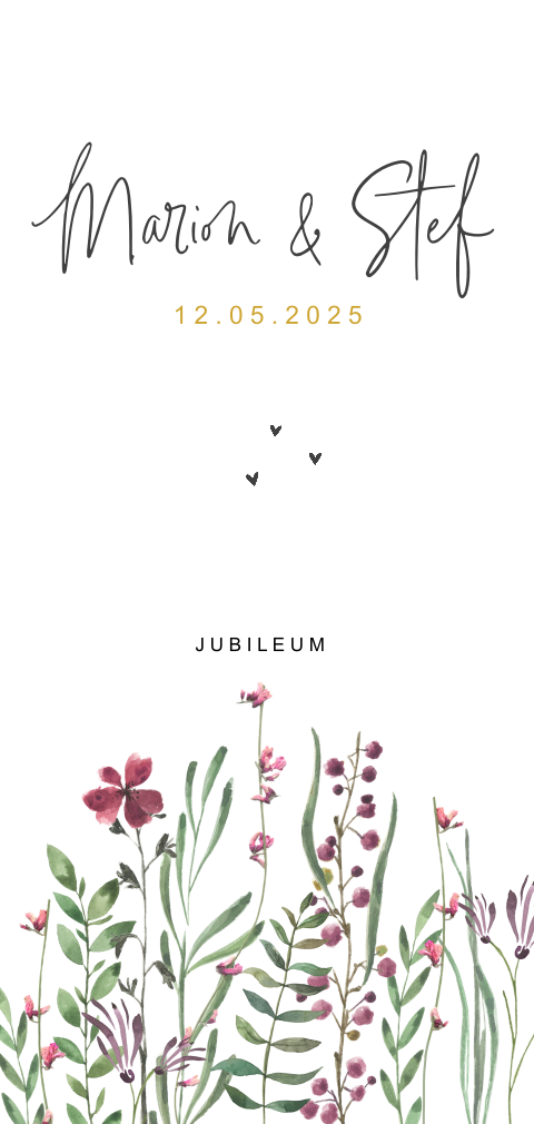 Jubileumkaart met veldbloemen