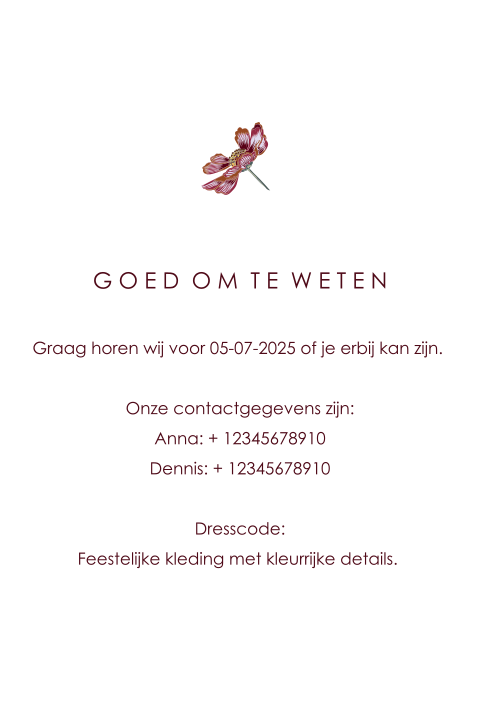 Inlegvel met grote bloem en donkerroze tekst - Biotop