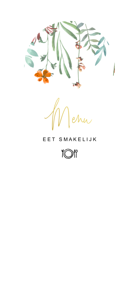 Originele menukaart met veldbloemen