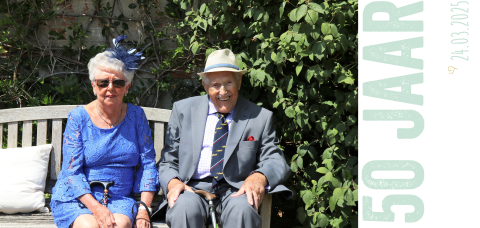 Stoere jubileumkaart met foto panorama