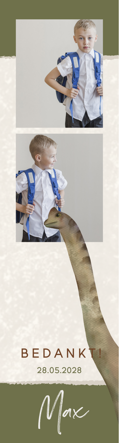 Boekenlegger met brachiosaurus dinosaurus - per 4 stuks