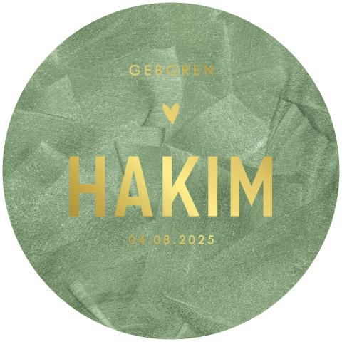 Geboortekaartje jongen in ronde vorm met goudfolie