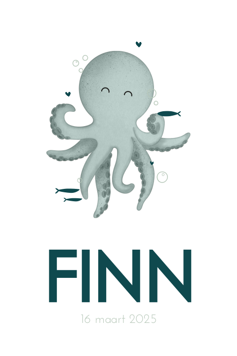Poster met octopus in blauw