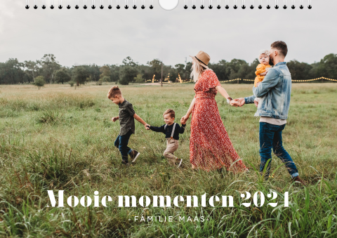 Familieplanner met grote foto's  op liggend A4 formaat