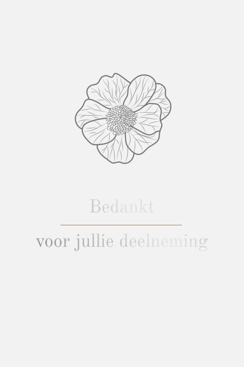 Zilverfolie bedankkaart met bloem