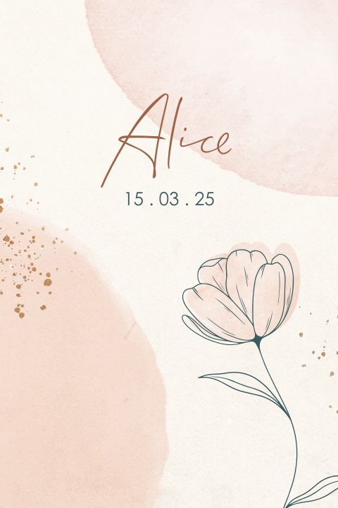 Geboortekaartje met abstracte elementen in roze watercolour