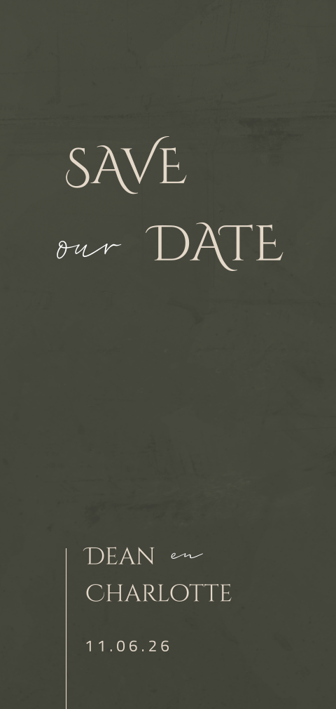 Moderne save the date kaart in groen - langwerpig