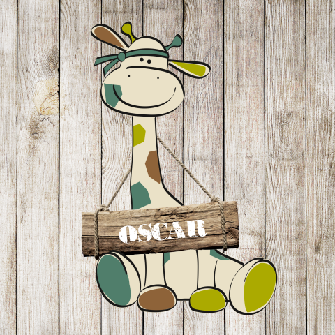 Stoere geboortekaart met giraffe