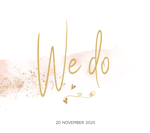 Stijlvolle trouwkaart met watercolour en goudlook