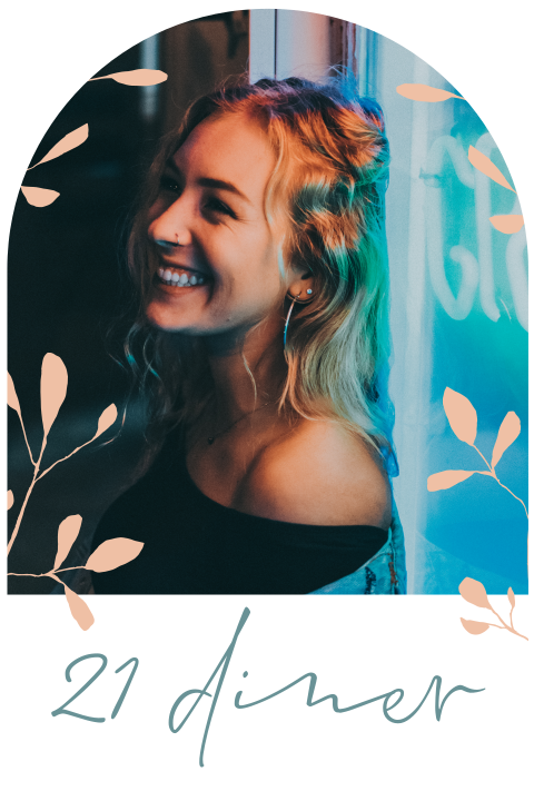 Uitnodiging 21 diner foto met takjes