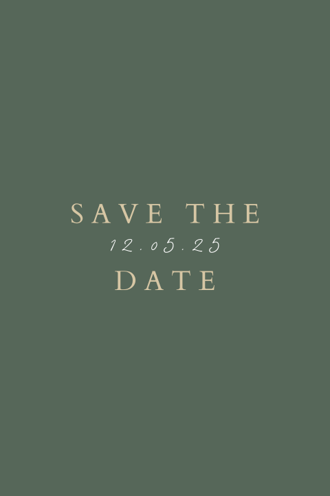 Save the date kaart in minimalistische stijl in donkergroen
