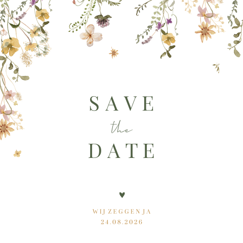 Gebloemde Save the Date kaart