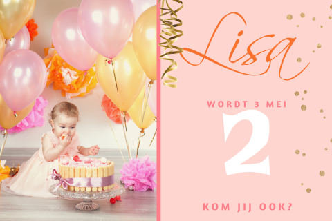 Feestelijk kaartje kinderfeestje meisje