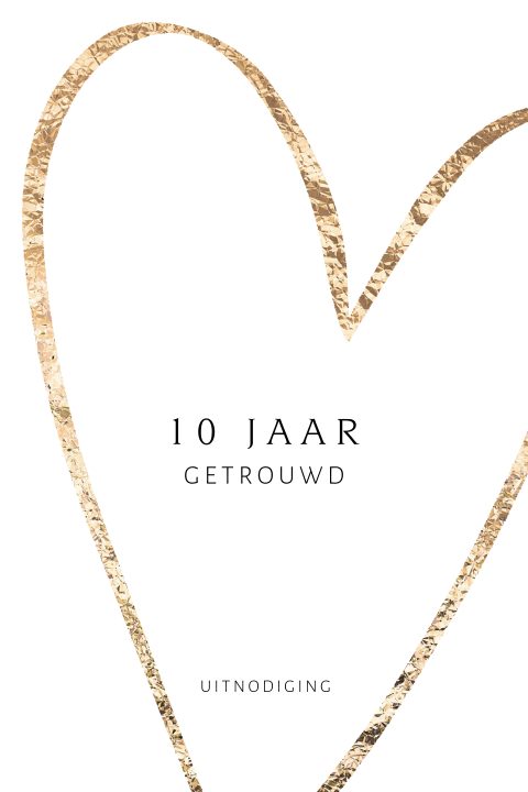 Uitnodiging 10 jaar jubileum met gouden hart