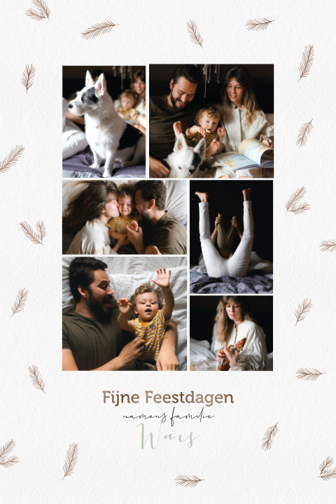 Kerstkaart met hoogglans takjes en eigen foto's