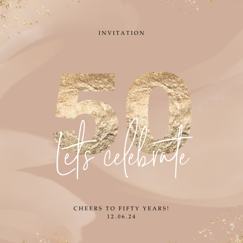 Chique uitnodiging voor 50e verjaardag met gouden cijfers