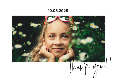 Bedankkaart communie liggend met tekst "thank you"