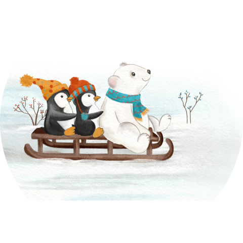 Sluitzegel met schattige ijsbeer en pinguins