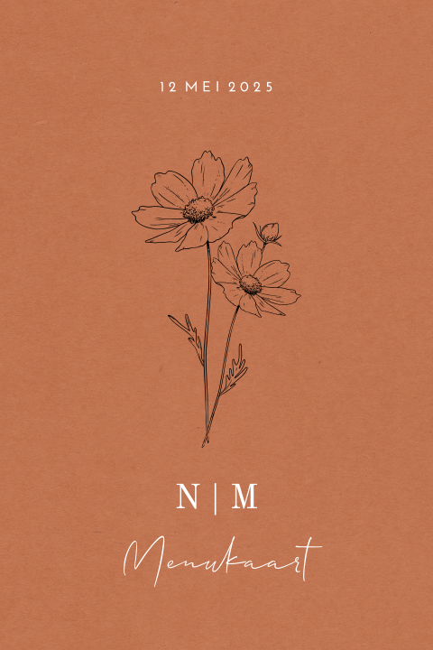 Menukaart met bloemen en aardetinten