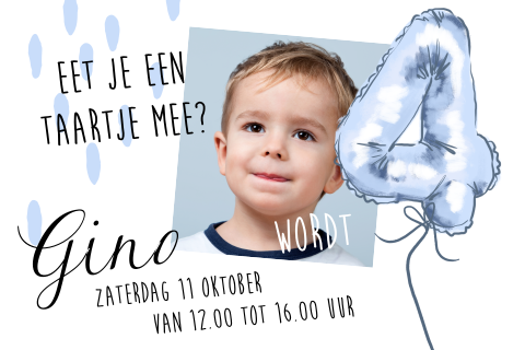 Hip verjaardagskaartje met ballon in zilverlook