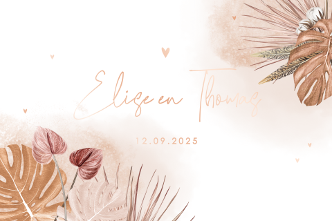 Stijlvolle trouwkaart met droogbloemen