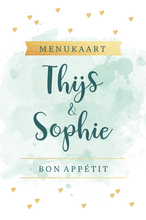 Stijlvolle menukaart met goudkleurige elementen