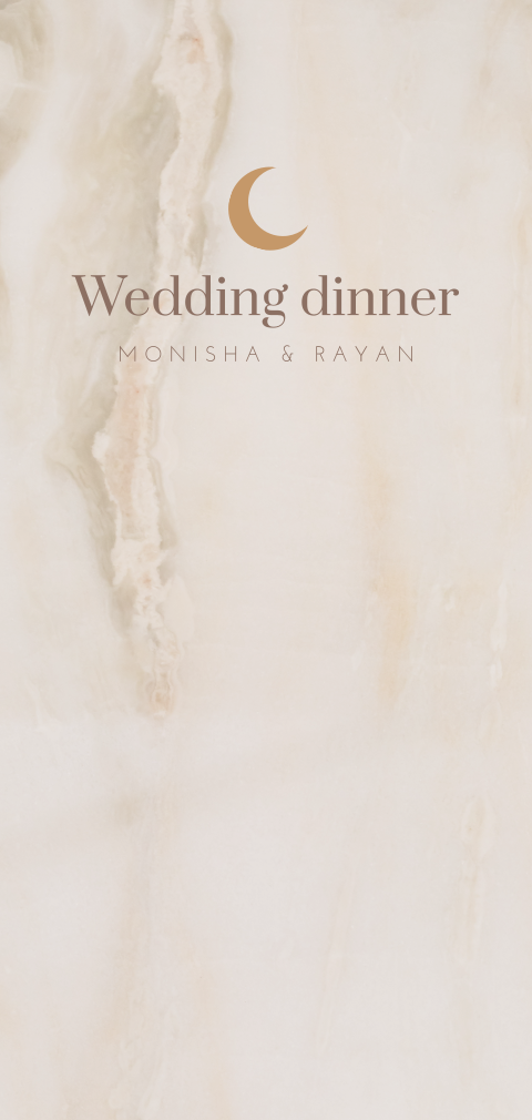 Trendy menukaart met maan en marmer effect