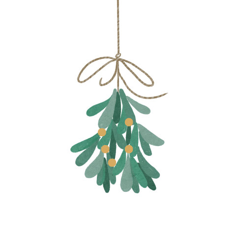 Kerststicker met mistletoe