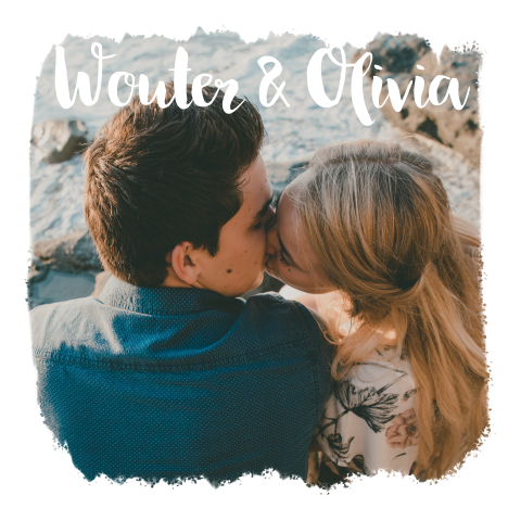 Trouwkaart met witte kader en foto