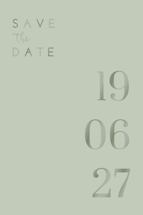 Save the date in het groen met hoogglans