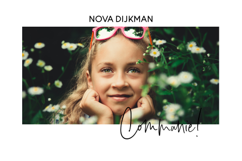 Hippe communiekaart met foto's en leuke typografie