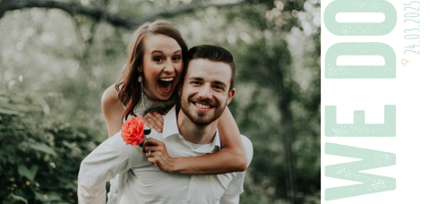 Trouwkaart met groot "WE DO"