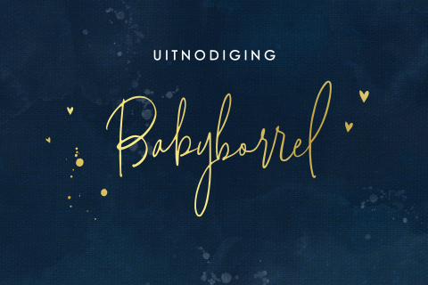 Babyborrel uitnodiging voor een jongen met goudfolie details