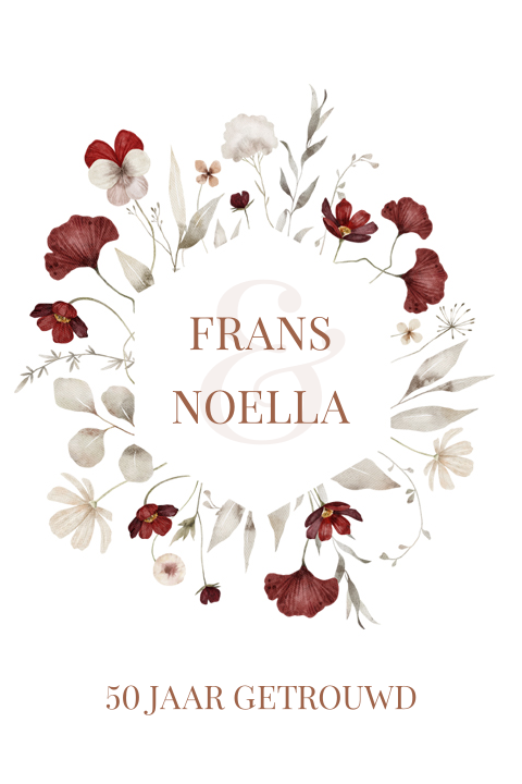 Uitnodiging jubileum met bloemenkader