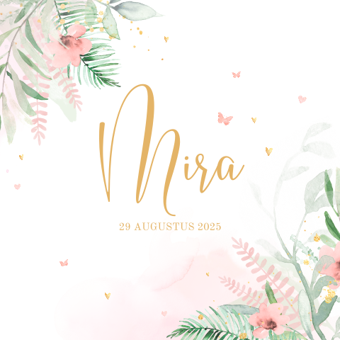 Lief floral geboortekaartje voor meisje met aquarel