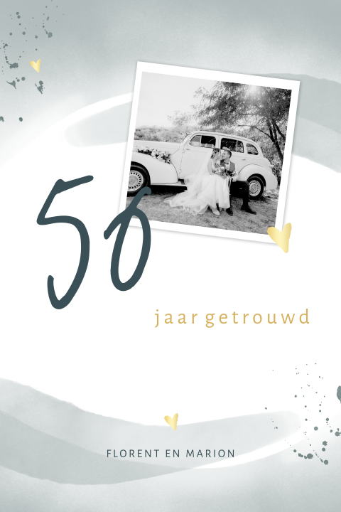 Uitnodiging gouden huwelijk met foto en watercolor