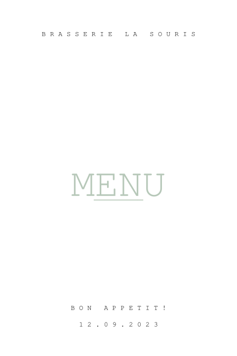 Menukaart in groen en wit met bloemen