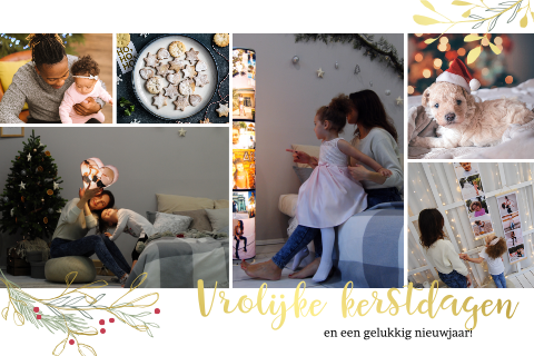 Goudfolie kerstkaart met foto