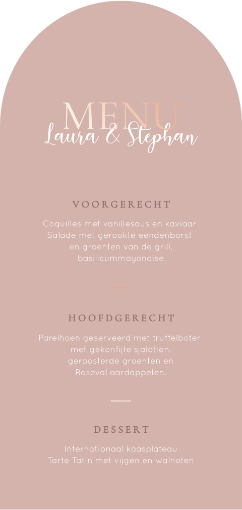 Menukaart | romantisch chic