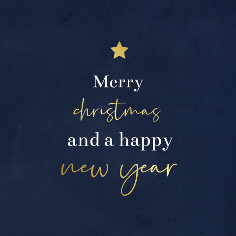 Goudfolie kerstkaart voor een happy nieuwjaar