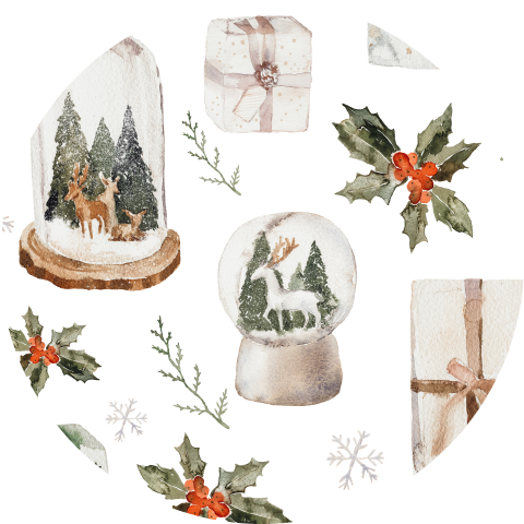 Kerststicker met kersttakjes en versiering