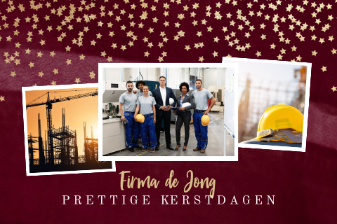Zakelijke kerstkaart met foto's en goudlook sterretjes