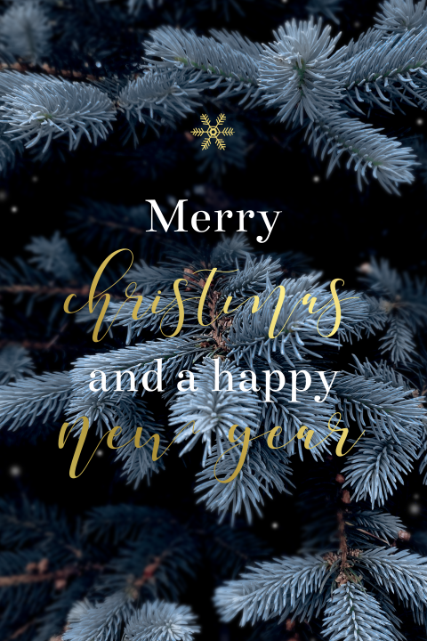 Goudfolie kerstkaart met achtergrond van takjes