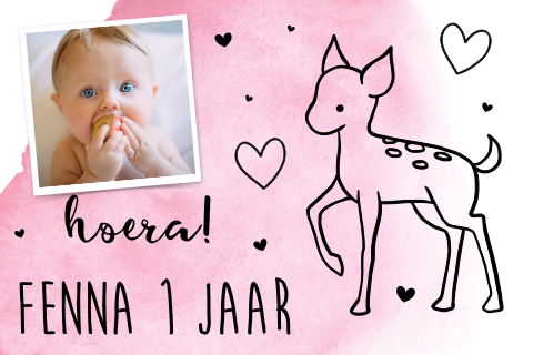 Schattig verjaardagskaartje meisje met hertje