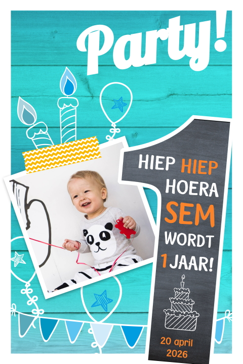 Stoere verjaardagskaart 1-jarige