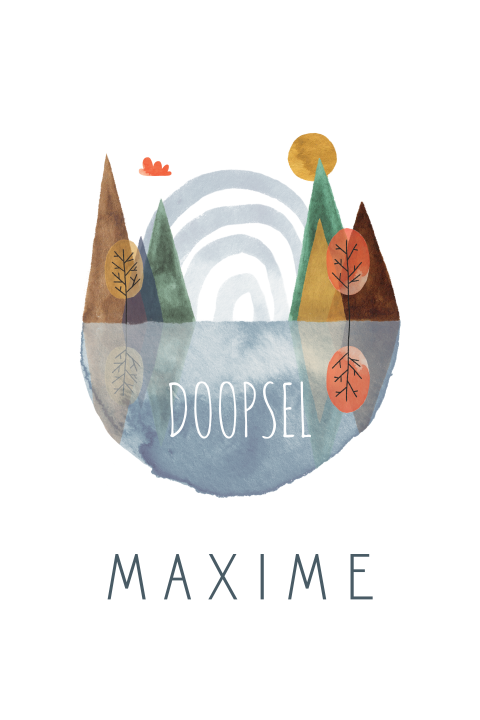 Doopkaartje met herfstig thema en aquareltekeningen